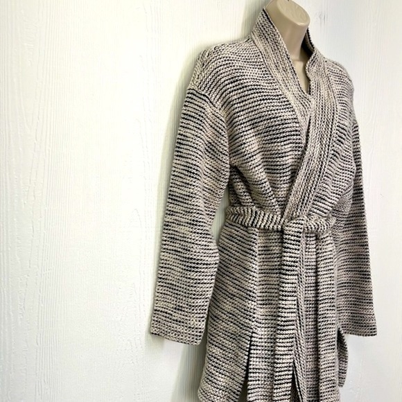 Loft - Black And White Bouche Long Sleeve Cardigan Sweater With Tie Size Medium - Picture 4 of 10